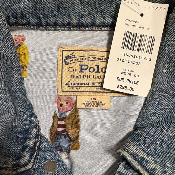 Ralph Lauren Blue Denim Jacket with Bear Print - Picture 4 of 12